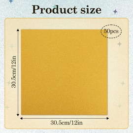 Klmnop 50 Sheets Gold Glitter Cardstock Paper 12x12", 300GSM Thick Gitter Sparkle Paper for Scrapbook, Christmas Birthday Cards, DIY Art Project, Wedding Party Decor & Gifts(Gold)