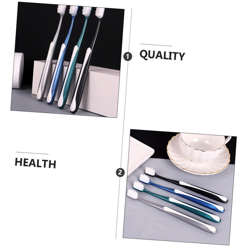 NOLITOY 4pcs Soft Bristle Toothbrushes for Adults Ergonomic Design Random