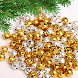 Naler 120PCS Jingle Bells Copper DIY Craft Bells Tiny Tinkle Bells for Jewelry Making Small Metal Jingle Bell Metal Christmas Jingle Sleigh Bell Mini Craft Beads Gold and Silver