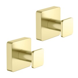 KIBI Blaze Bathroom Towel Hook Wall Mounted Robe Hook | 1.62 inch Solid Brass Wall Hooks for Bathroom (Brushed Gold) (KBA16) (Pack of 2)