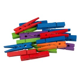 JAM PAPER Wood Clip Clothespins - Extra Large - 2 Inch - Assorted Colors - 20 Clothes Pins/Pack