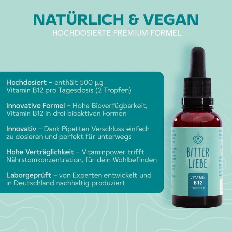 BitterLiebe - Vitamin B12 drops high dose - 500 μg