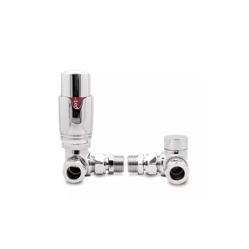 Team Controls Corner Angled Thermostatic Radiator Valves & Lockshield Valve