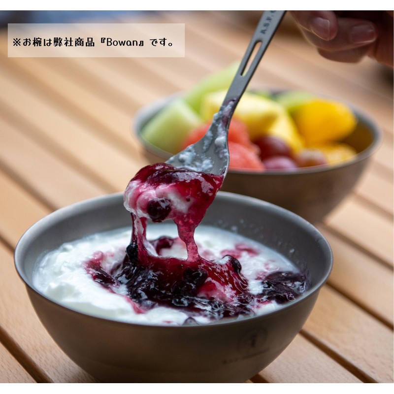 A.S.F. OUTDOOR Titanium Cutlery Set (Spoon with Hook, Fork with