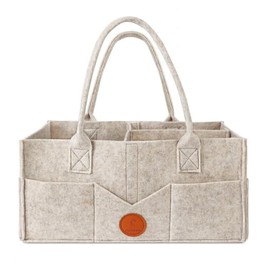 PRIMERA COLLECTIONS - Felt Diaper Caddy, Organizer Bag – Nursery Storage Bin for Diapers, Wipes, and Baby Essentials - Portable, Baby Gift for Newborns, Color: Oatmeal