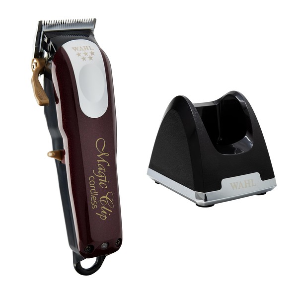 Wahl Professional - 5-Star Magic Clip Cord/Cordless Hair Clipper #8148 - Includes Weighted Cordless Clipper Charging Stand #3801-100 - for Professional Barbers and Stylists