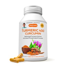 ANDREW LESSMAN Turmeric 400mg - 60 Capsules - 95% Curcuminoids as Phospholipid Complex for Optimum Benefits and Absorption, High Potency Standardized Extract, Small Easy to Swallow Capsules