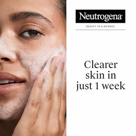 Neutrogena Limpiador facial para el acné libre de aceite con pomelo rosado, limpiador con vitamina C y ácido salicílico, tratamiento diario para el ac