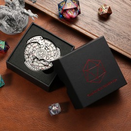 DNDND 7 in 1 Roulette Metal Dice Set,All in 1 DND Spinner Metal Dice Set with Grogeous Gift Box for Dungeons and Dragon and Tabletop Game (Bloodstained)