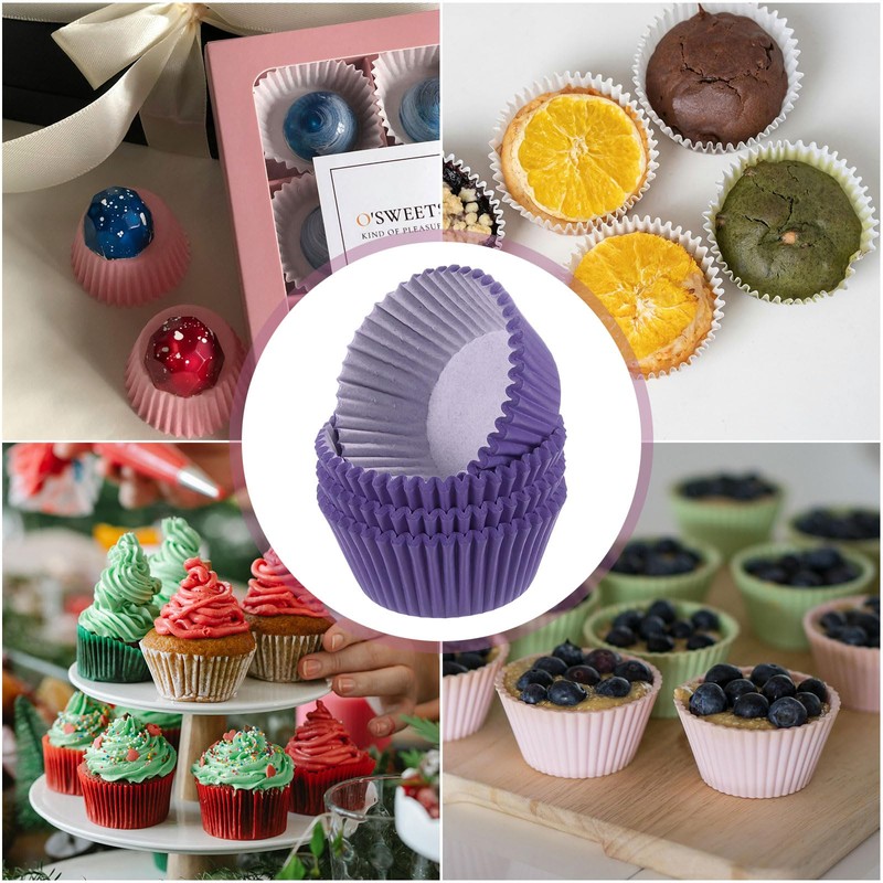 sourcing map 200 Count Cupcake Liners Purple Cupcake Cups Standard