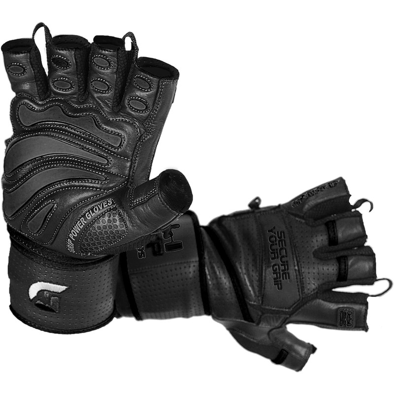Elite Leather Gym Gloves with Built in 2" Wide Wrist
