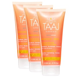 TAAJ | Abhyanga Jasmine Shower Jelly | Anti-Oxidant Virtues | Gently Cleanses the Skin | The skin is Delicately Perfumed | Made in France | Vegan | CrueltyFree | 3x200ML