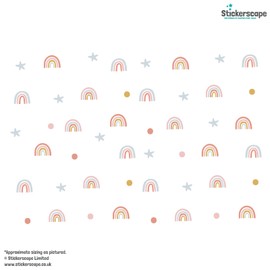 Stickerscape Rainbows and Stars Wall Stickers (Pastel Rainbows and Stars) | Nursery Wall Stickers, Rainbow Wall Stickers, Nursery Wall Decor| Easy to Apply, Cleanly Removable