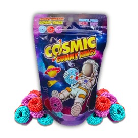 Cosmic Gummy Rings - Gummy Rings With Crunchy Candy Coating - 5.5 oz Peg Bag Gift By Lyza's Sweets & Treats