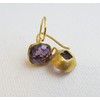 Cushion Cut Amethyst Gold Plated Earrings