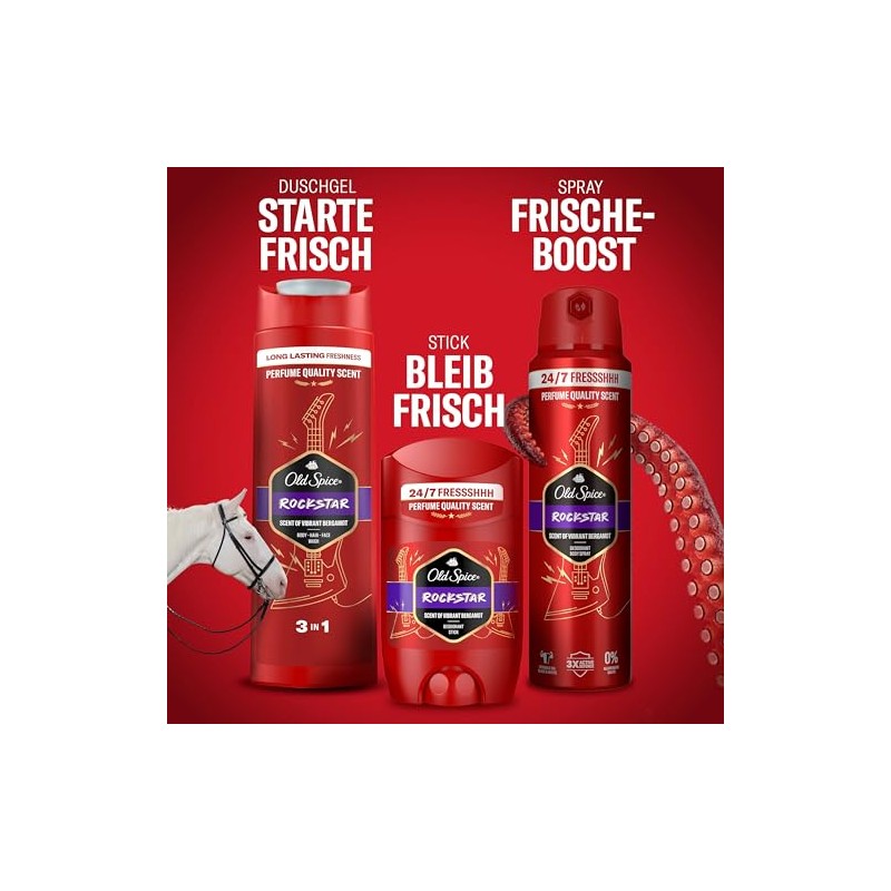 Old Spice Rockstar 3-in-1 Shower Gel for Hair, Face and