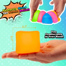 MUYMUT Sensory Stress Cube 3-Pack – High-Density Gel Filled Squishy Toys with Matte Texture for Kids & Adults, Stress and Anxiety Relief Fidget, Autism-Supportive, Orange, Purple, and Pink