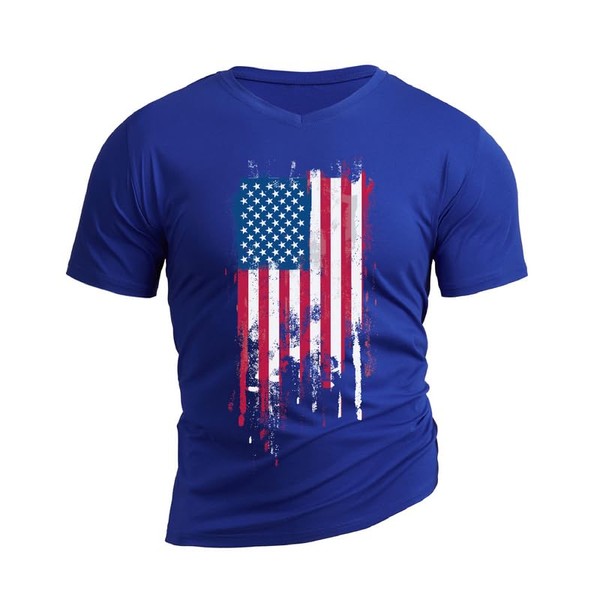 H HYFOL - Camisetas de manga corta para hombre, diseño patriótico, resistentes a las manchas, impermeables, para deportes al aire última intervensión, azul (Blue-12), Small