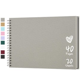 Hiwhy Photo Album Scrapbook 28 x 20.5 cm 20 Sheets DIY Scrapbook Hard Kraft Paper Baby Memory Book Family Birthday Wedding Anniversary Scrapbook, Grey