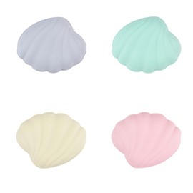 DRGNSAMU 4 Pack Soft Silicone Pill Organizer for Travel, Jewelry Box Sea Shell Storage Container,Jewelry,Necklace, Ring, Portable, Dish Shell Jewelry Holder Jewelry Storage Case Food Grade Silicone