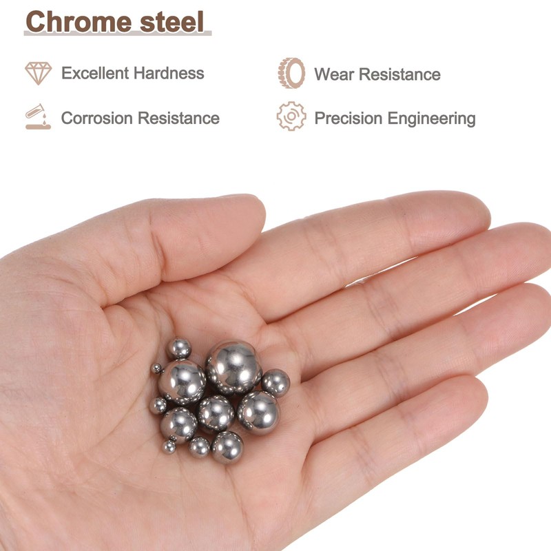 sourcing map 285pcs G16 Precision Balls Assortment Kit 3/32"- 1/2"