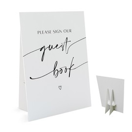 Plese Sign Our Guest Book Sign(8 x 11 Inch Table Sign with Holder) Wedding Shower Bridal Shower or Baby Shower Favors for Guests-WEEDS03