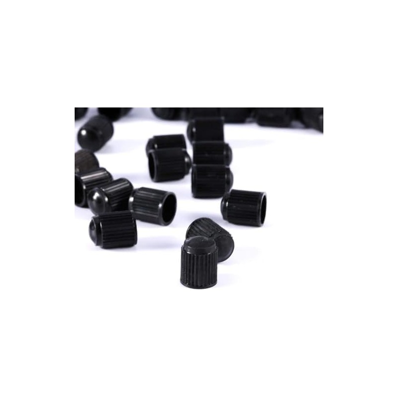 Tapones de válvula de neumático, 100 Piezas de plástico Negro