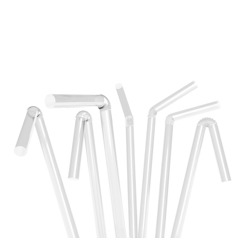 Flexible Plastic Drinking Straws - 7.75" x 0.23" (250, Clear)