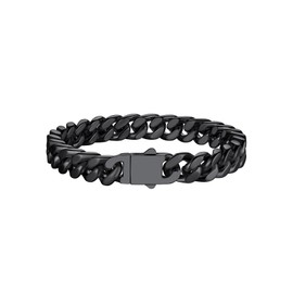 Richsteel Men's Black Cuban Link Chain Bracelet Fashion Jewelry