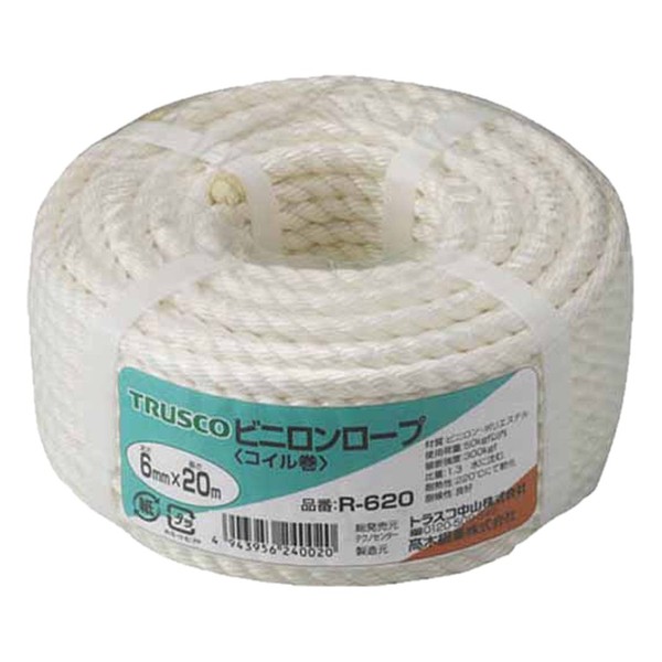 TRUSCO biniron Rope White 6 mm X 20 m with