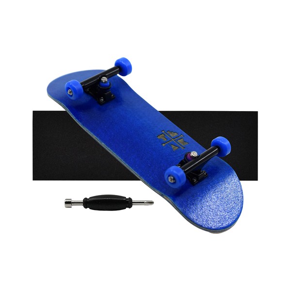 Teak Tuning Prolific Complete 32mm Fingerboard with Prodigy Trucks - Pre-Assembled - The Midnight Blues Edition - Upgraded Components, Pro Board Shape and Size, Bearing Wheels, and Locknuts