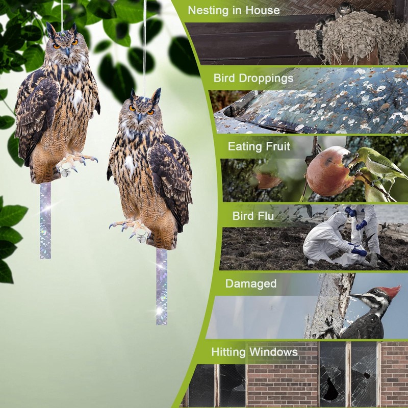 Vicsiyi Owls to Keep Birds Away, 4Pcs Fake Owls with