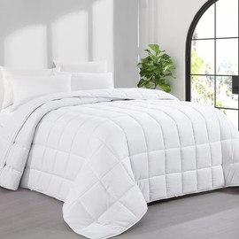 HOMBYS 136x120 Alaskan King Size Comforter for All Season, Oversized Duvet Insert, Extra Large Down Alternative Bed Comforter with Corner Tabs, White