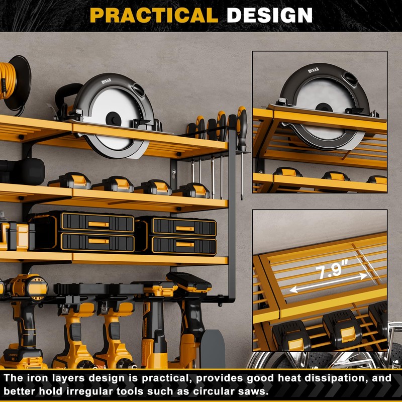 48" Large Power Tools Organizer Wall Mount,12 Drill Holder for