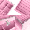 Joyero De Terciopelo Acrílico Transparente Con 3 Cajones