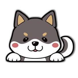 SignStore Cute Shiba Inu Hyokkori Sticker Brown Vinyl Made in Japan character_18_SB (Black)