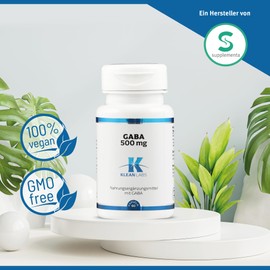 Klean Labs - GABA 500 mg - 60 Capsules - Vegan, GMO Free, High Dose - Pure Gamma Aminobutyric Acid
