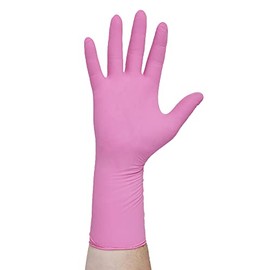 HALYARD PINK UNDERGUARD Nitrile Exam Gloves, Powder-Free, 4.7 mil, Extended 12" Cuff, Pink, Large, 47455 (Box of 100)