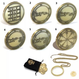 6 Pentacles of the Moon + 72 names of God + 1FitAll Necklace King Solomon Coin
