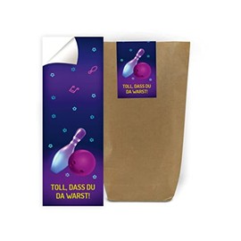12 Gift Bags + 12 Stickers Bowling Party Bags Children's Birthday Girls Boys Gift Bags for Party Favours Wrapping for Girls Birthday Boys Birthday