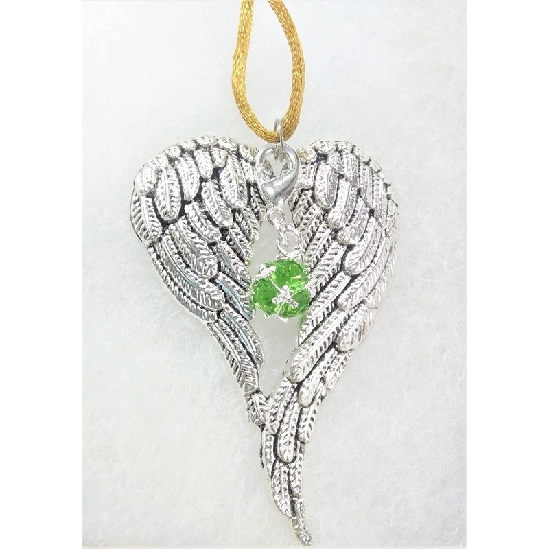 August Birthstone Angel Wings Memorial Ornament