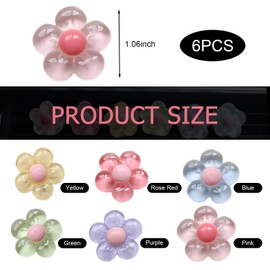 MLY 6PCS Flower Air Vent Clips, Cute Car Air Conditioner Outlet Decor, Assorted Color Funny Car Interior Decorative Accessories for Women Girls