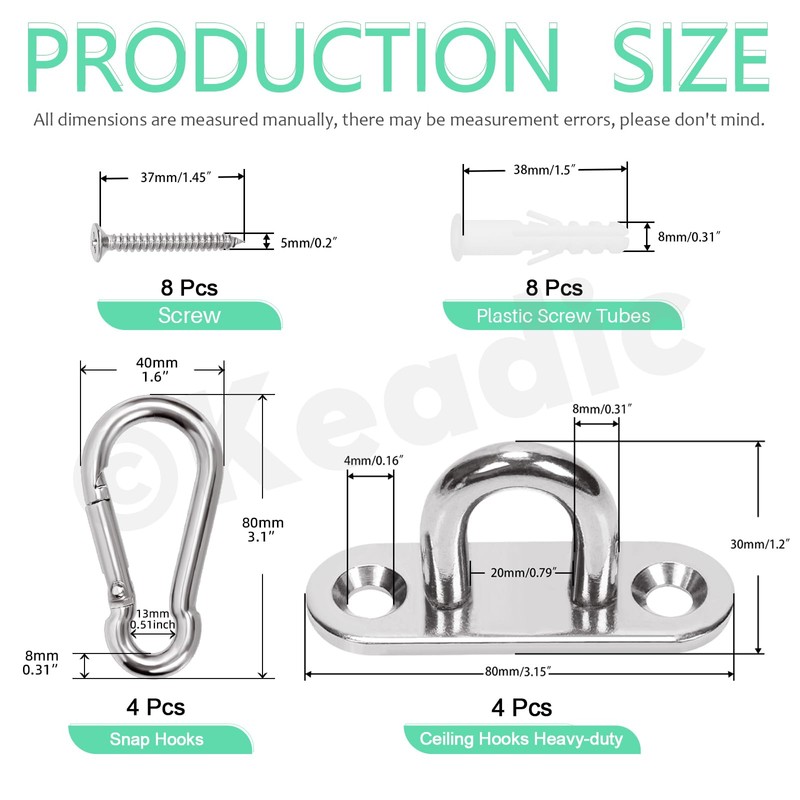 Keadic 24pcs M5 304 Stainless Steel Eye Plate Marine Hardware