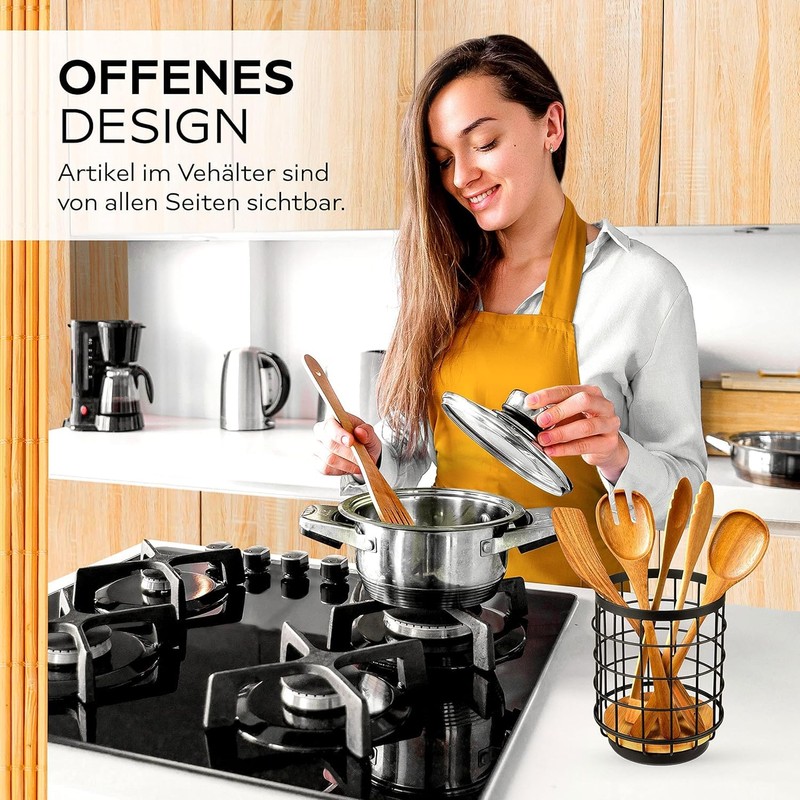 HIKITCHEN® - Bamboo Kitchen Utensil Holder | High Quality Kitchen