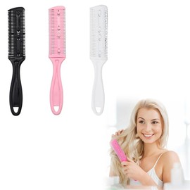 XINSHEYE Hair Cutter, Barber Comb, Hair Cutting (Black, White, Pink/Set of 3), Leather Cut, Comb, Cut Scissors Comb, Double-Sided Shaving Comb, Unisex