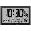 Technoline Dirgitale, modern radio wall clock in black, Acrylonitrile Butadiene