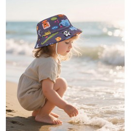 Malaxlx Baby Bucket Sun Hat Toddler Summer Outdoor UPF 50+ Beach Hat for 1-2 Year Old Boys Girls Cute Safari Print