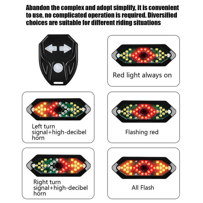 Hot Warning Light With Horn Smart Remote Control Turn Signal