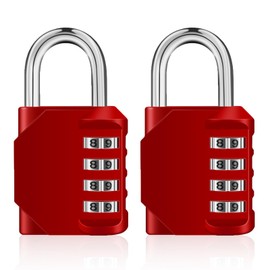 Zhege Combination Lock, Weatherproof Padlocks, Lock with Combination Code, 4 Digit Combination Lock for Gym, School, Cabinet, Door, Garden Fences, etc. (2 Pieces, Red)