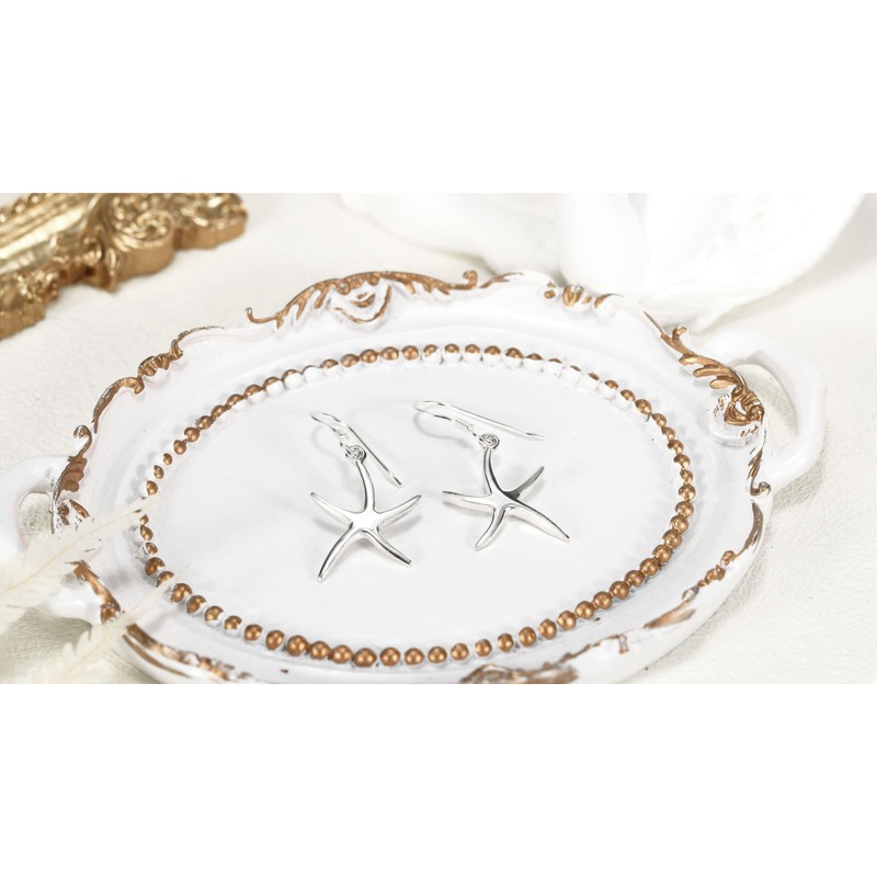 Beautifully Simple .925 Sterling Silver Starfish Dangle Earrings